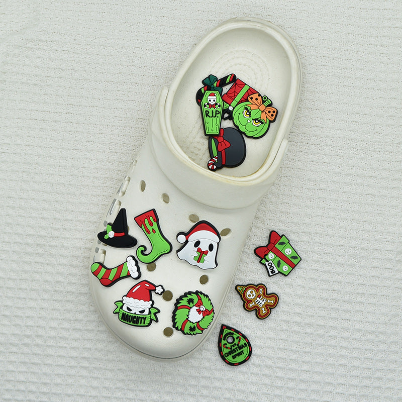 Christmas Halloween Mixed Theme PVC Clog Shoe Charms | Removable Shoe Decor Accessories 14 Pack